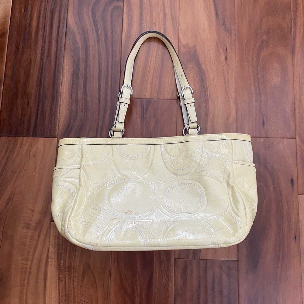 Vintage Coach Butter Yellow Cream Leather Handbag Tote